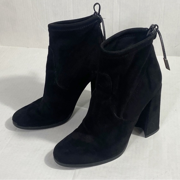 The Shoe Box Nanda Black Suede Bootie Block Heel - Picture 1 of 12